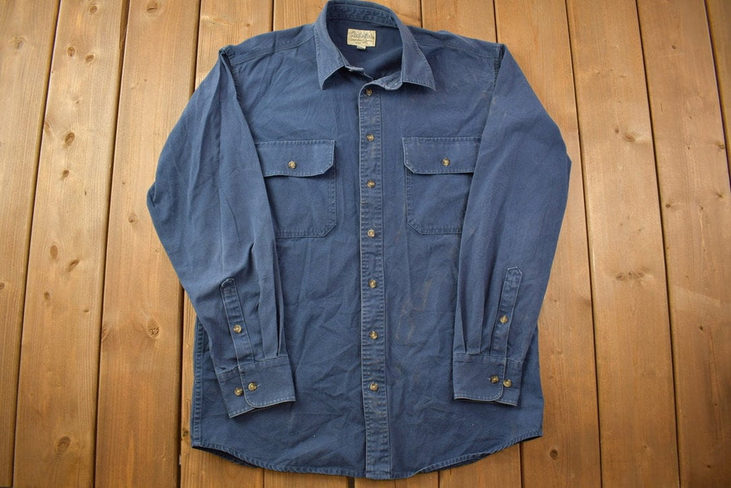 Vintage 1990s Cabela's Legendary Quality Blue Blank Button Up Shirt