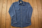 Vintage 1990s Cabela's Legendary Quality Blue Blank Button Up Shirt