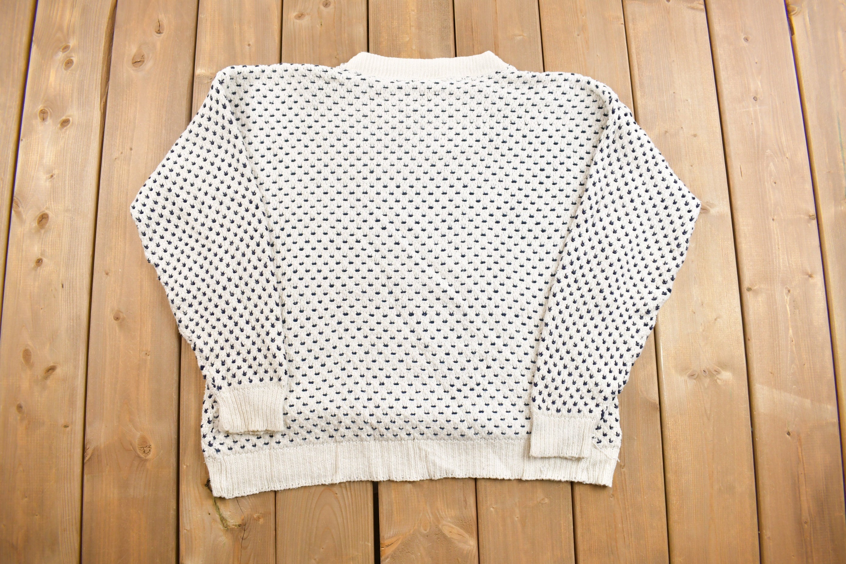 Vintage 1990s Polka Dots Knitted Crewneck Sweater