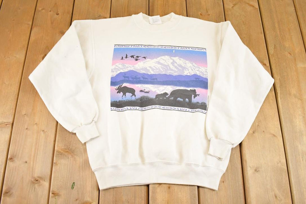 Vintage 1990s Alaska Wilderness Souvenir Crewneck Sweatshirt Men's S