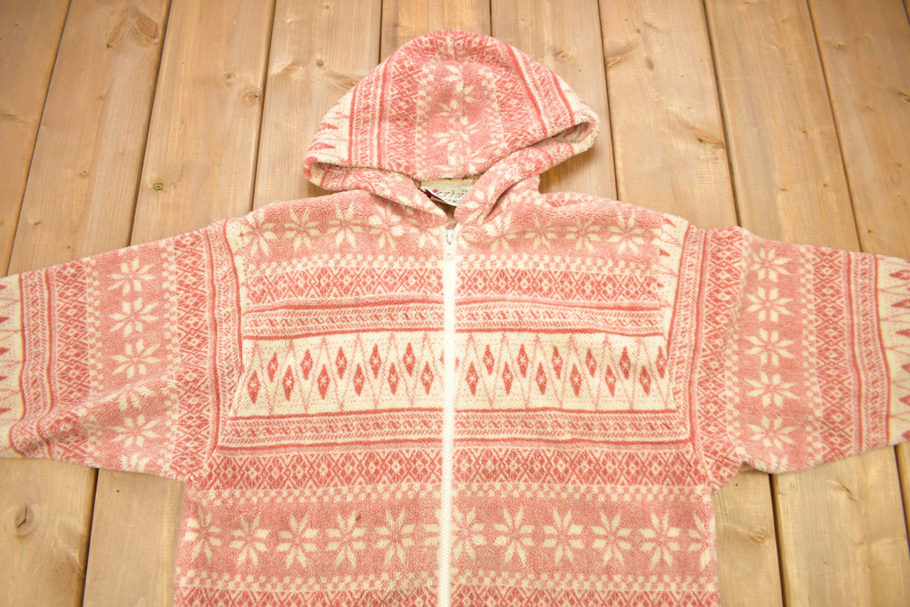 Vintage 1990s Active Stuff All Over Pattern Fleece Sweater