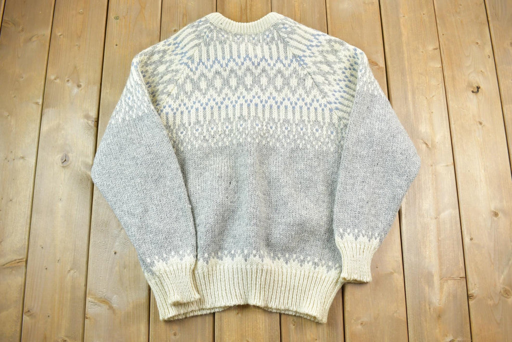 Vintage 1990s Highland Craft 100% Pure Wool Knit Button Up Sweater