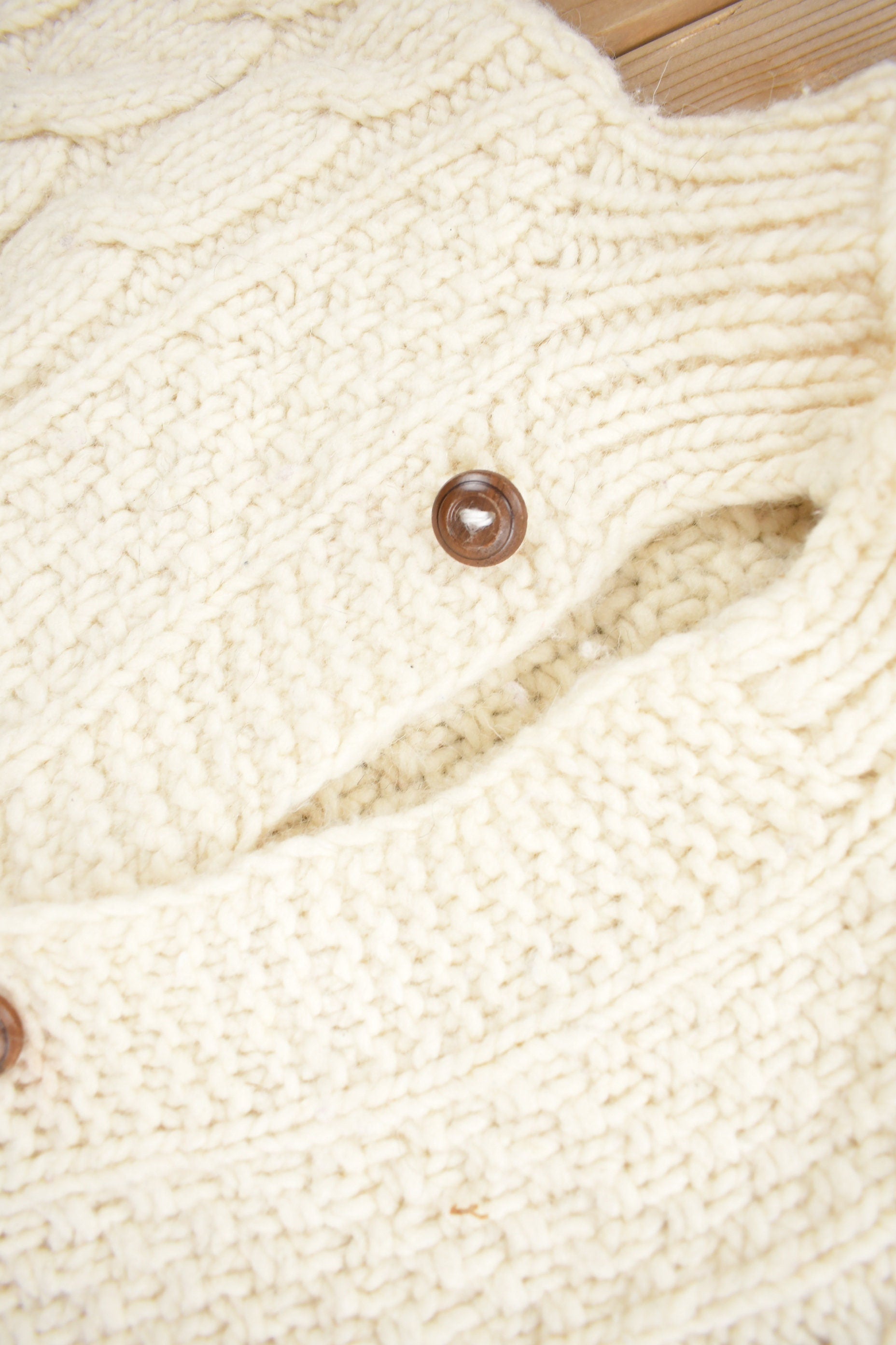 Vintage 1990s Venicia Imports 100% Wool Cable Knit Cardigan Sweater