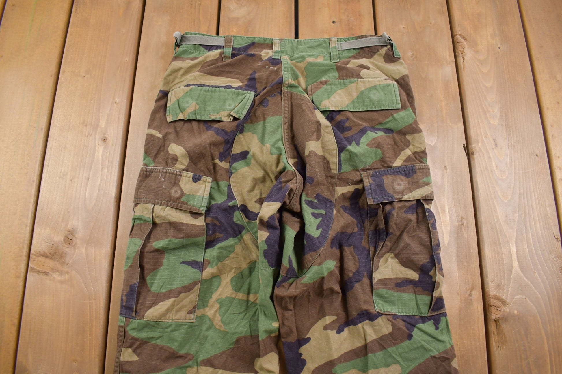 Vintage 2001 Military Woodland Camouflage Cargo Pocket Pants 28-30 x 27