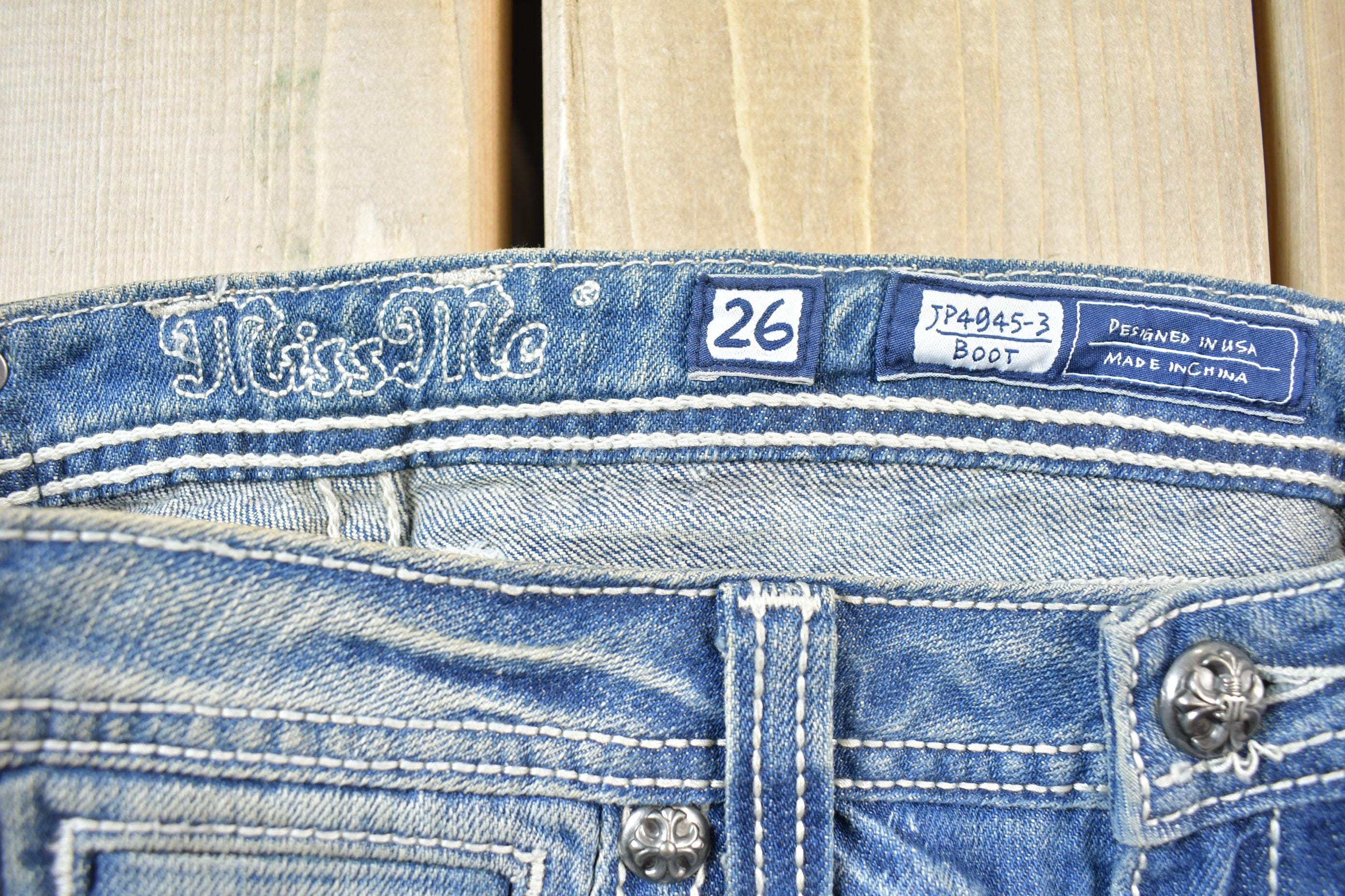 Vintage Y2K Miss Me Bedazzled Low Rise Jeans Size 26x32