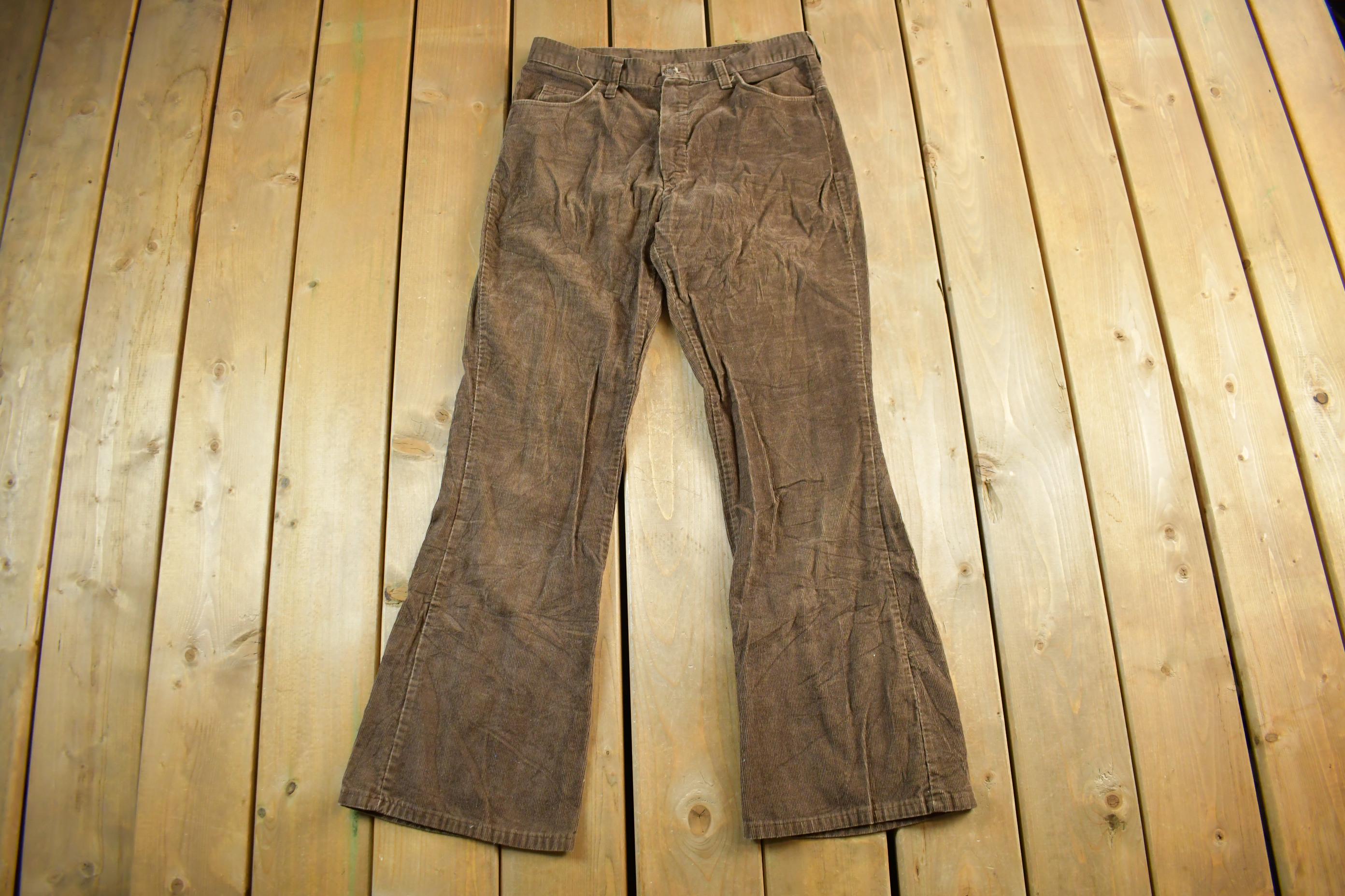 Vintage 1970s Bell Bottom Corduroy Flare Pants Size 32 x 31