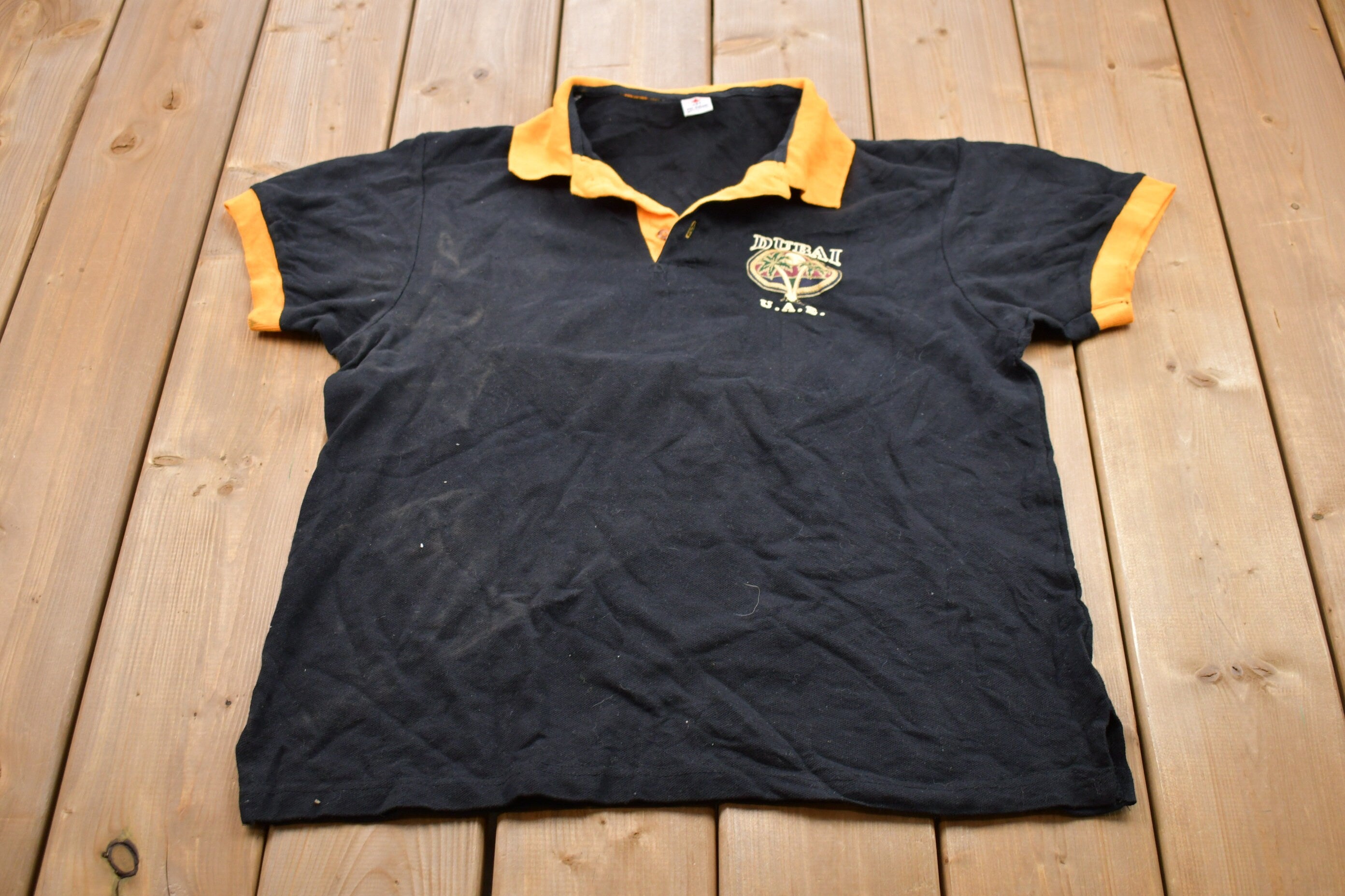 Vintage 1990s Dubai United Air Emirates Graphic Polo Shirt  Embroidered Polo  Streetwear  Retro Style  Short Sleeve Shirt  Made In USA