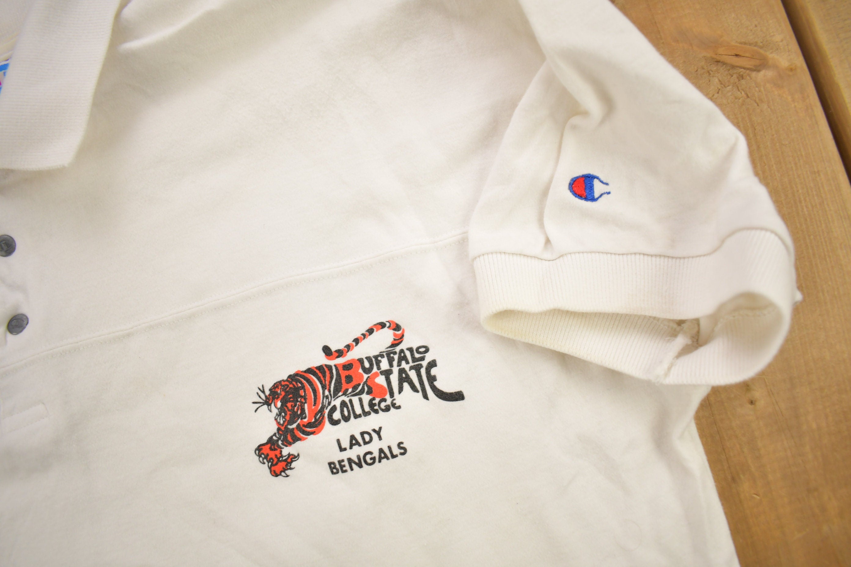 Vintage 1990s Buffalo State College Lady Bengal's Collegiate Champion T-Shirt