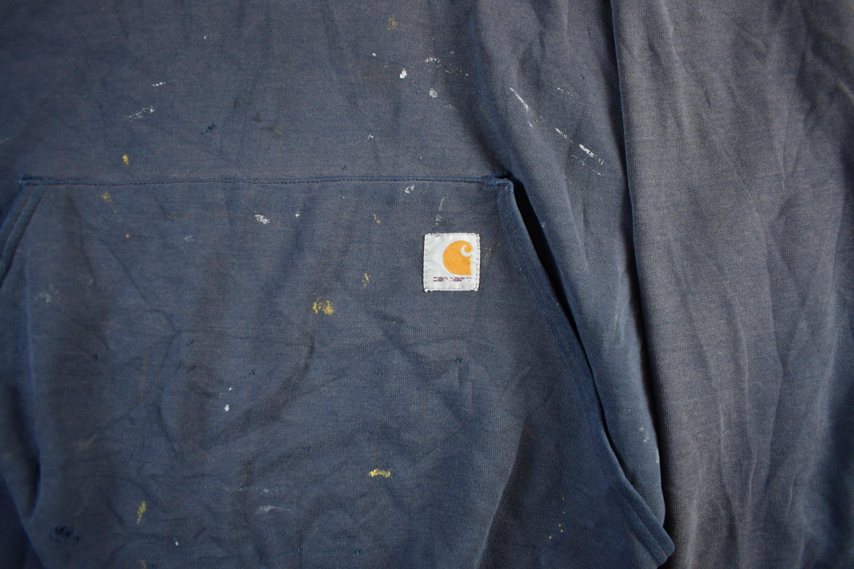 Vintage 1990s Carhartt Heavyweight Paint Distressed Hoodie Size 3XL