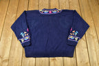 Vintage 1990s Floral Embroidered All Over Graphic Knitted Sweater