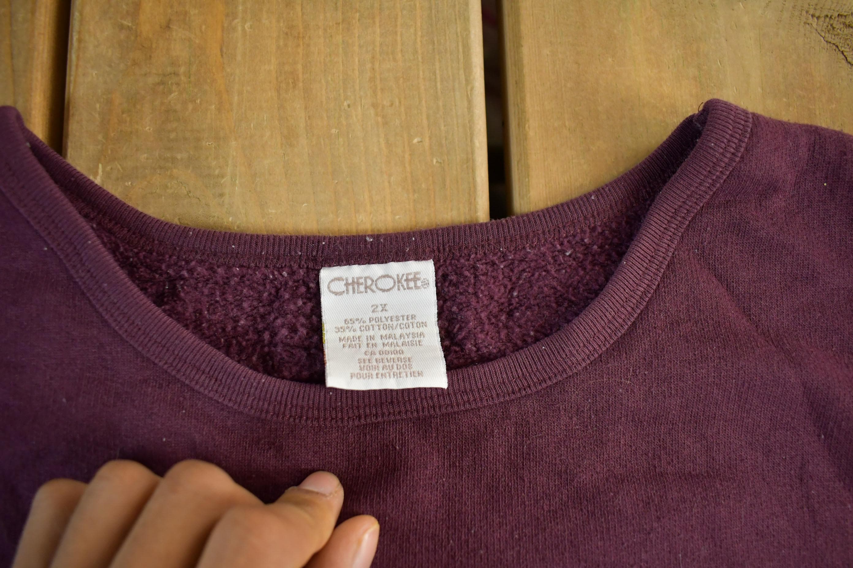 Vintage 1990s Cherokee Embroidered Floral Crewneck Sweatshirt Women's 2X