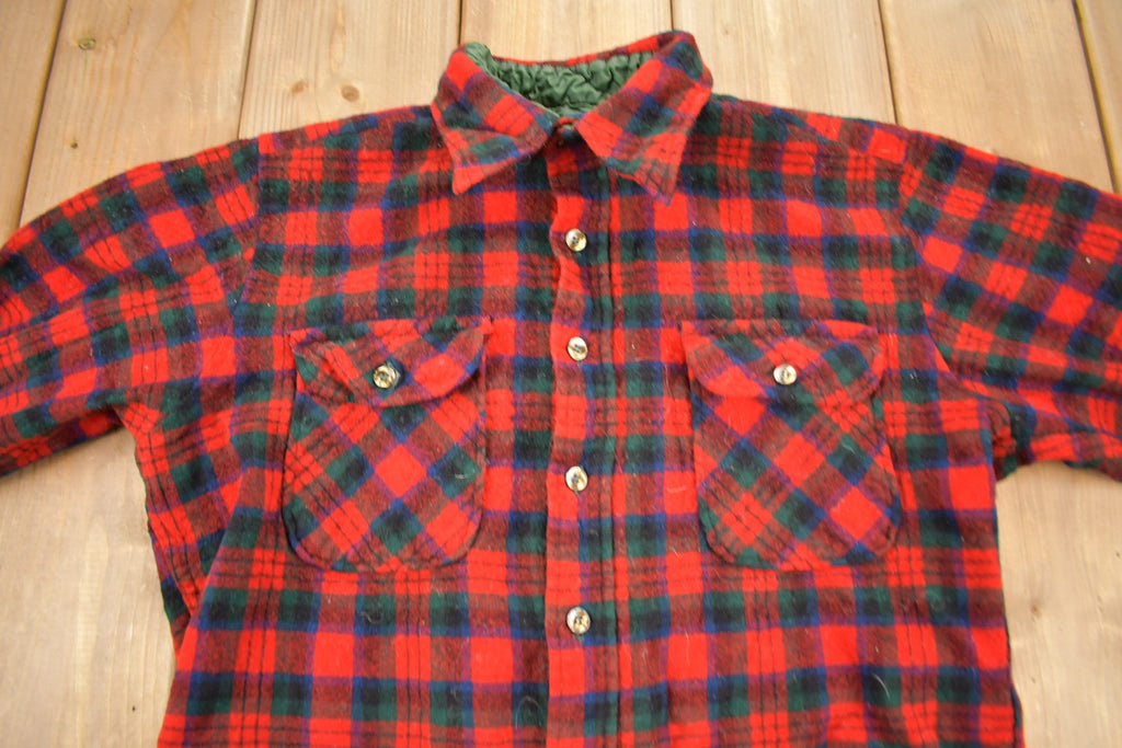 Vintage 1950s Pendleton Plaid Flannel Button Up Board Shirt