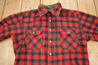 Vintage 1950s Pendleton Plaid Flannel Button Up Board Shirt