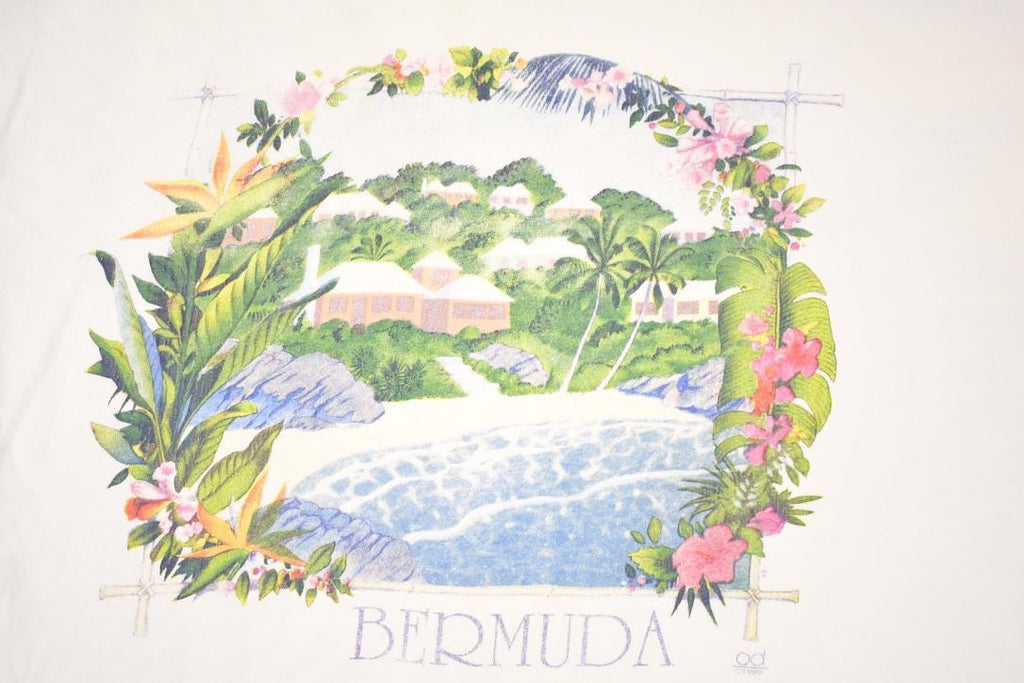 Vintage 1990 Bermuda Palm Trees Souvenir Travel T-Shirt Women's XL