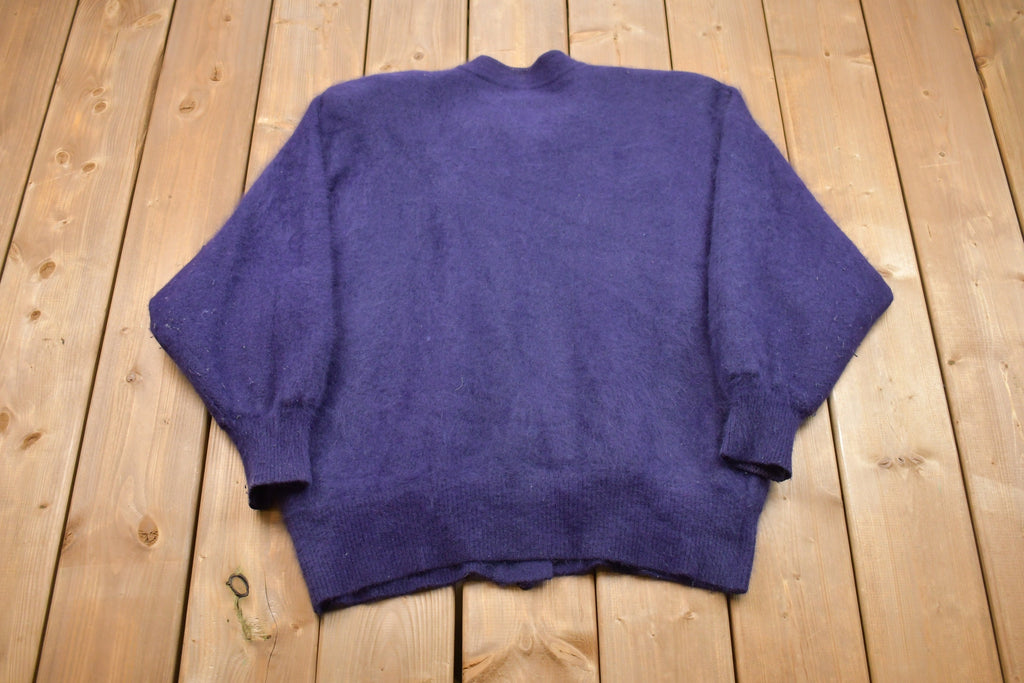 Vintage 1990s Venehsa Furry Knit Lined Button Up Top