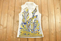 Vintage 1970s Abstract Print Sleeveless Tunic Blouse
