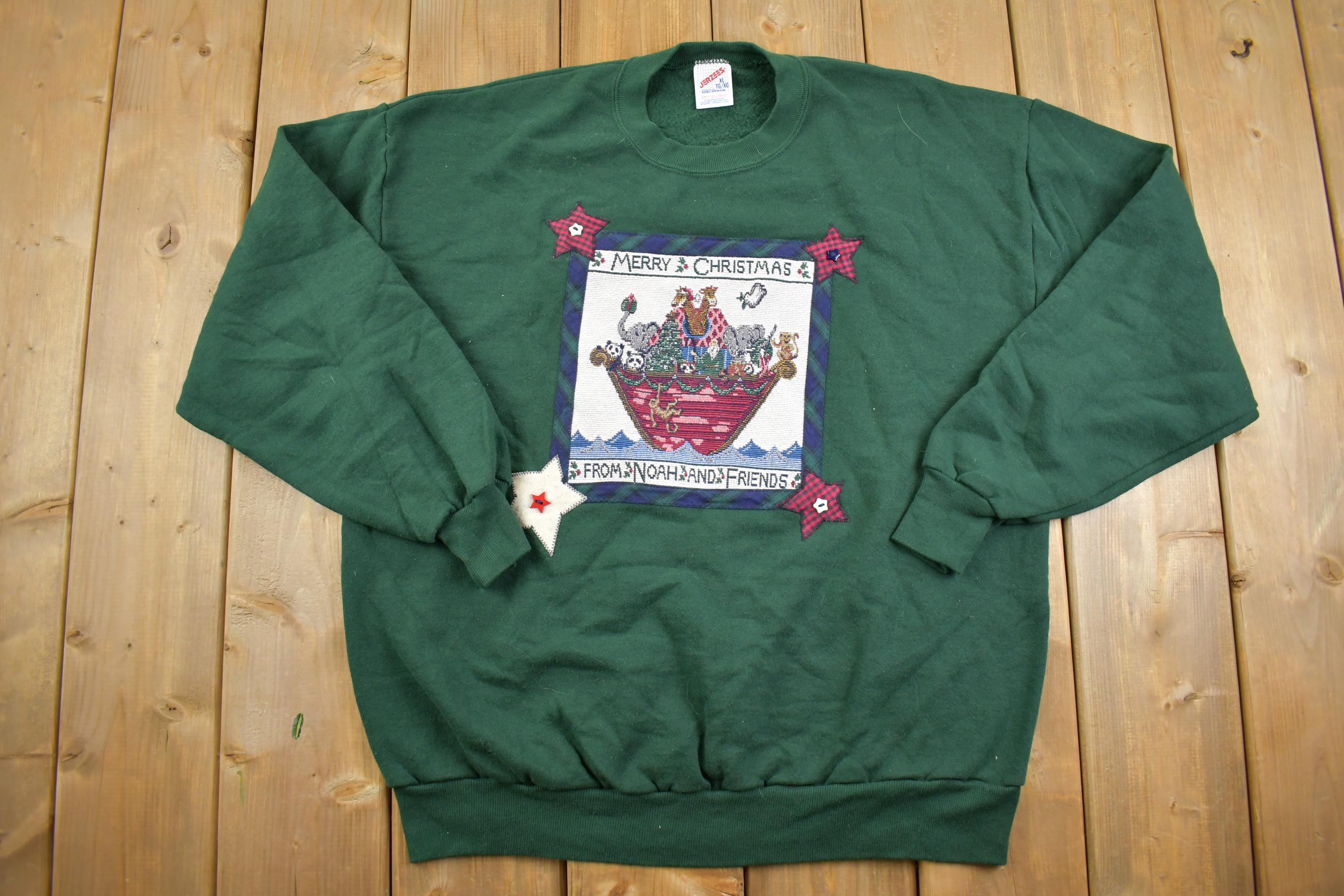 Vintage 1990s Merry Christmas Grandma Style Crewneck Sweater Made In USA - XL