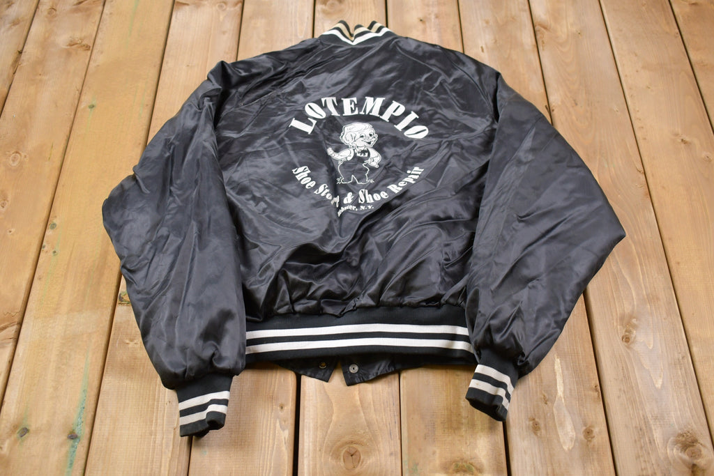 Vintage 1980s Latempio Shoe Repair Satin Bomber Jacket