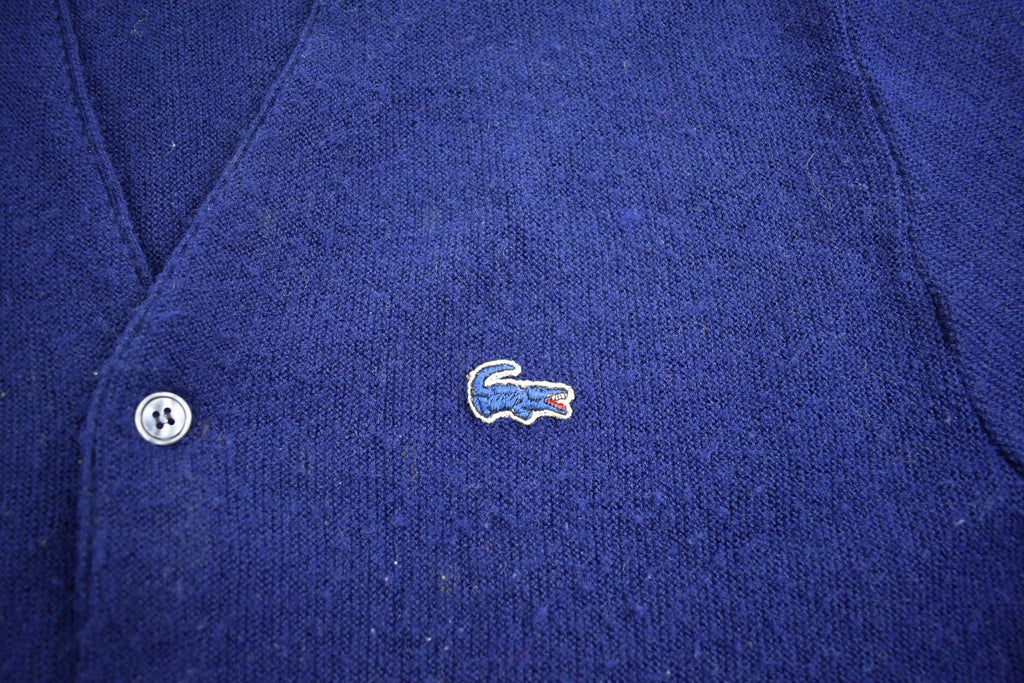 Vintage 1980s IZod Lacoste Alligator Knit Embroidered Cardigan Sweater Made In USA