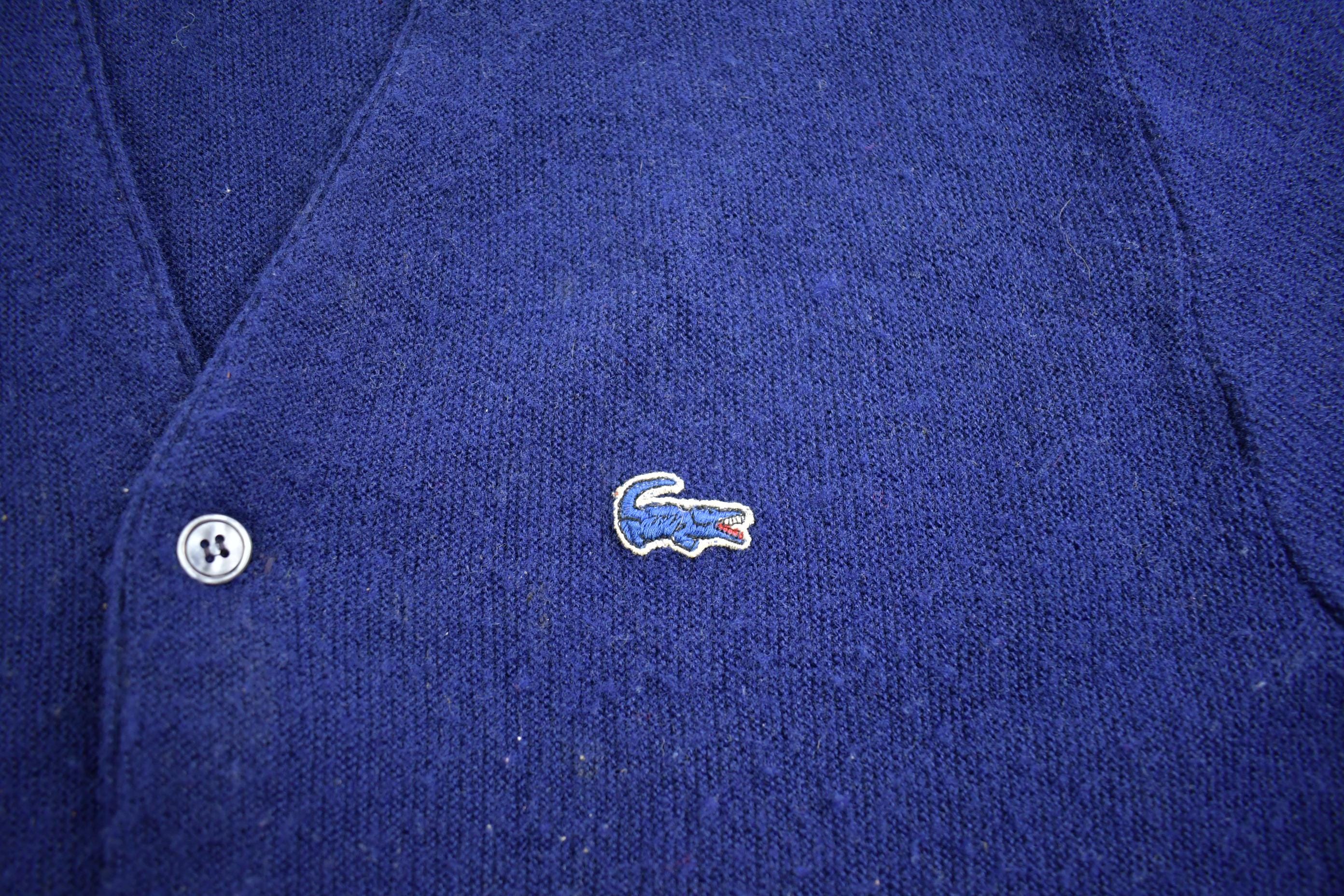 Vintage 1980s IZod Lacoste Alligator Knit Embroidered Cardigan Sweater Made In USA