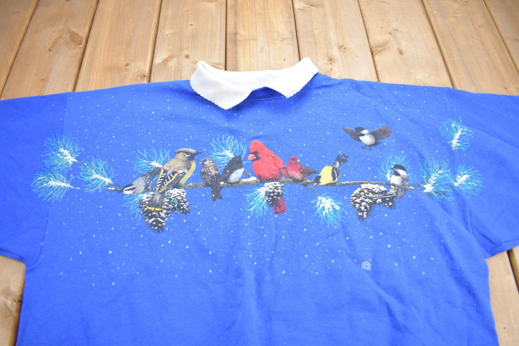 Vintage 1996 Cardinal Bird Winter Theme Graphic Cute Crewneck