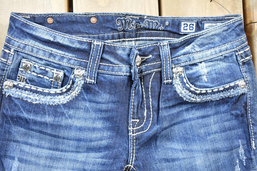 Vintage Y2K Miss Me Bedazzled Low Rise Jeans Size 26x31
