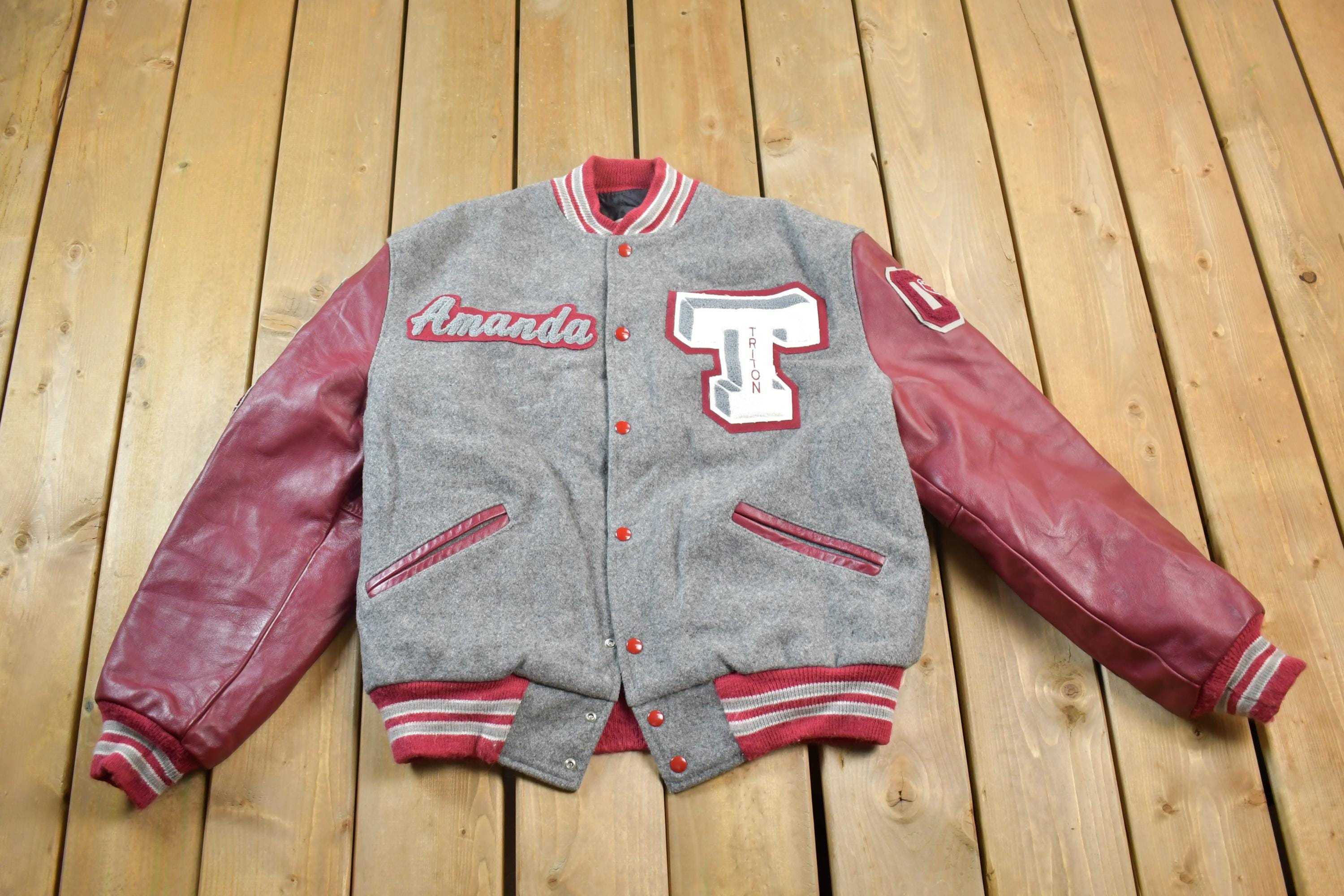 Vintage 2004 Triton Cobras Leather & Wool Varsity Meca Sportswear Amanda Jacket Made In USA