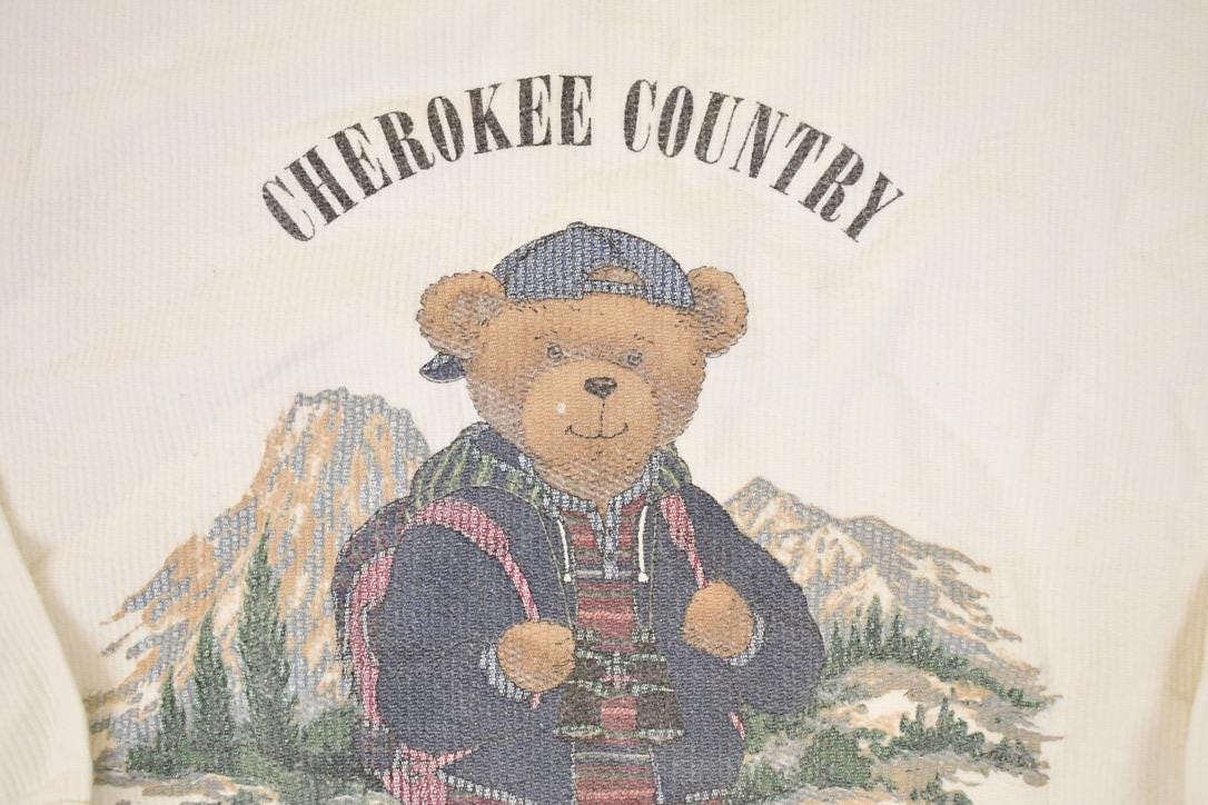 Vintage 1990s Cherokee Country Swag Teddy Graphic Print Long Sleeve T Shirt Womens XXL