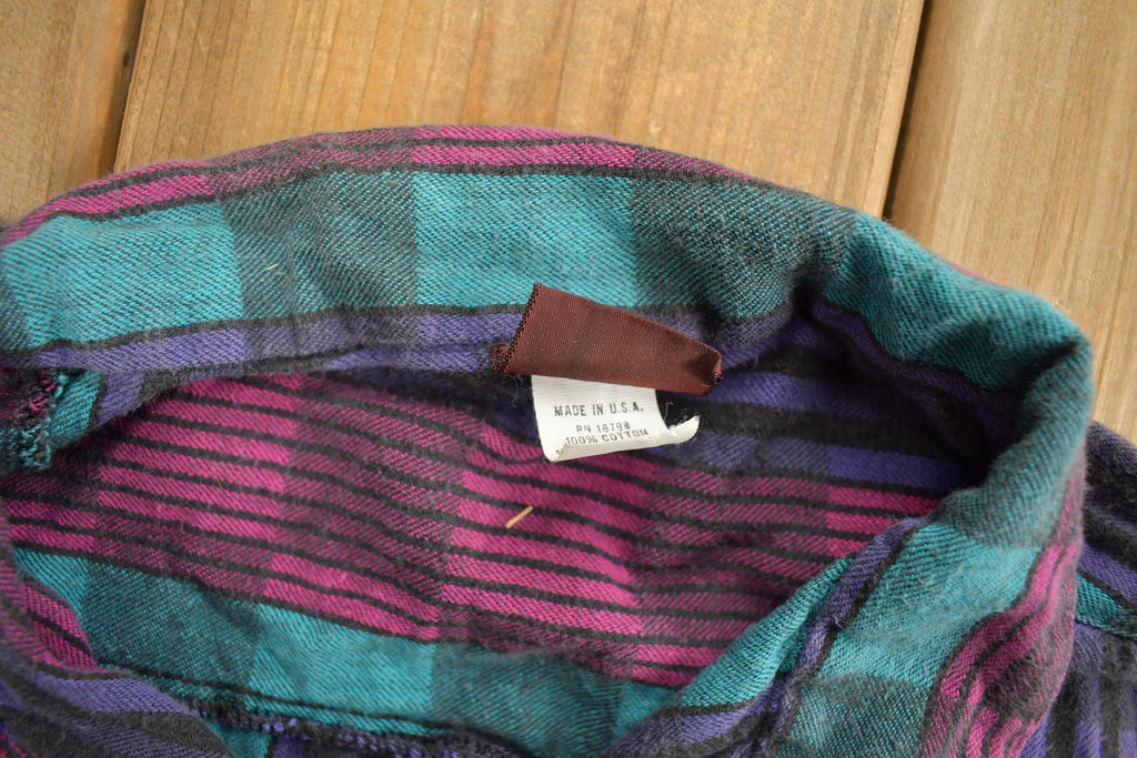 Vintage 1990s Sasha Plaid Flannel Button Up Shirt