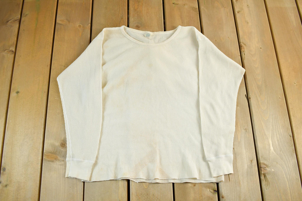 Vintage 1970s Northwest Territory Waffle Knit Long Sleeve Adult Medium