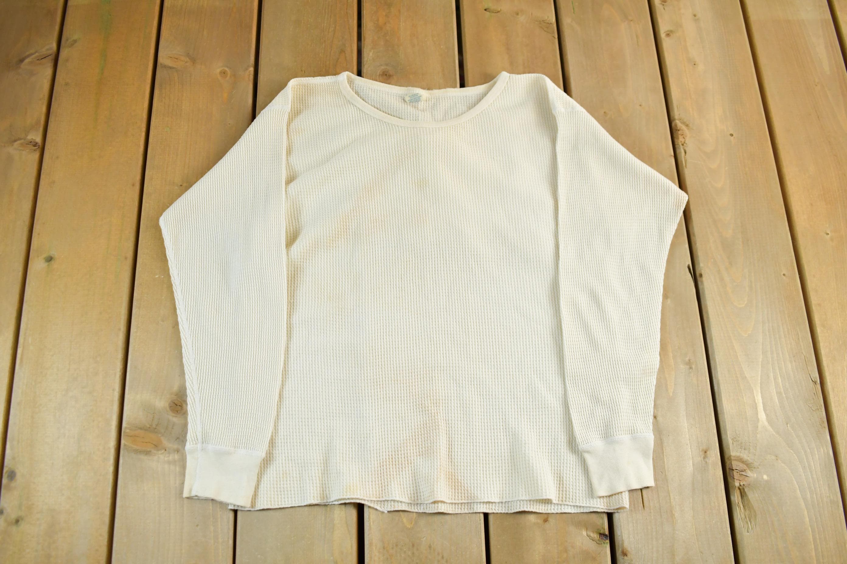 Vintage 1970s Northwest Territory Waffle Knit Long Sleeve Adult Medium
