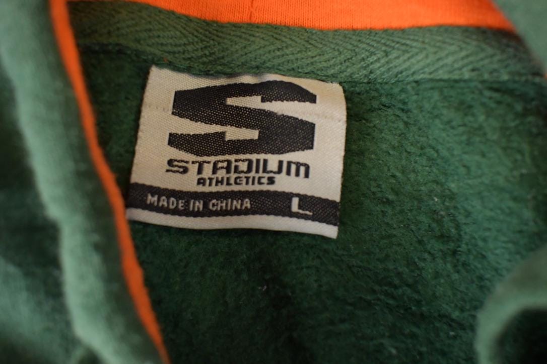 Vintage 1990s Miami Hurricanes Embroidered University Hoodie Sweater Mens L