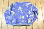 Vintage 1990s Icelandic Design Button Up Knit Abstract Pattern Crewneck Sweater Womens L