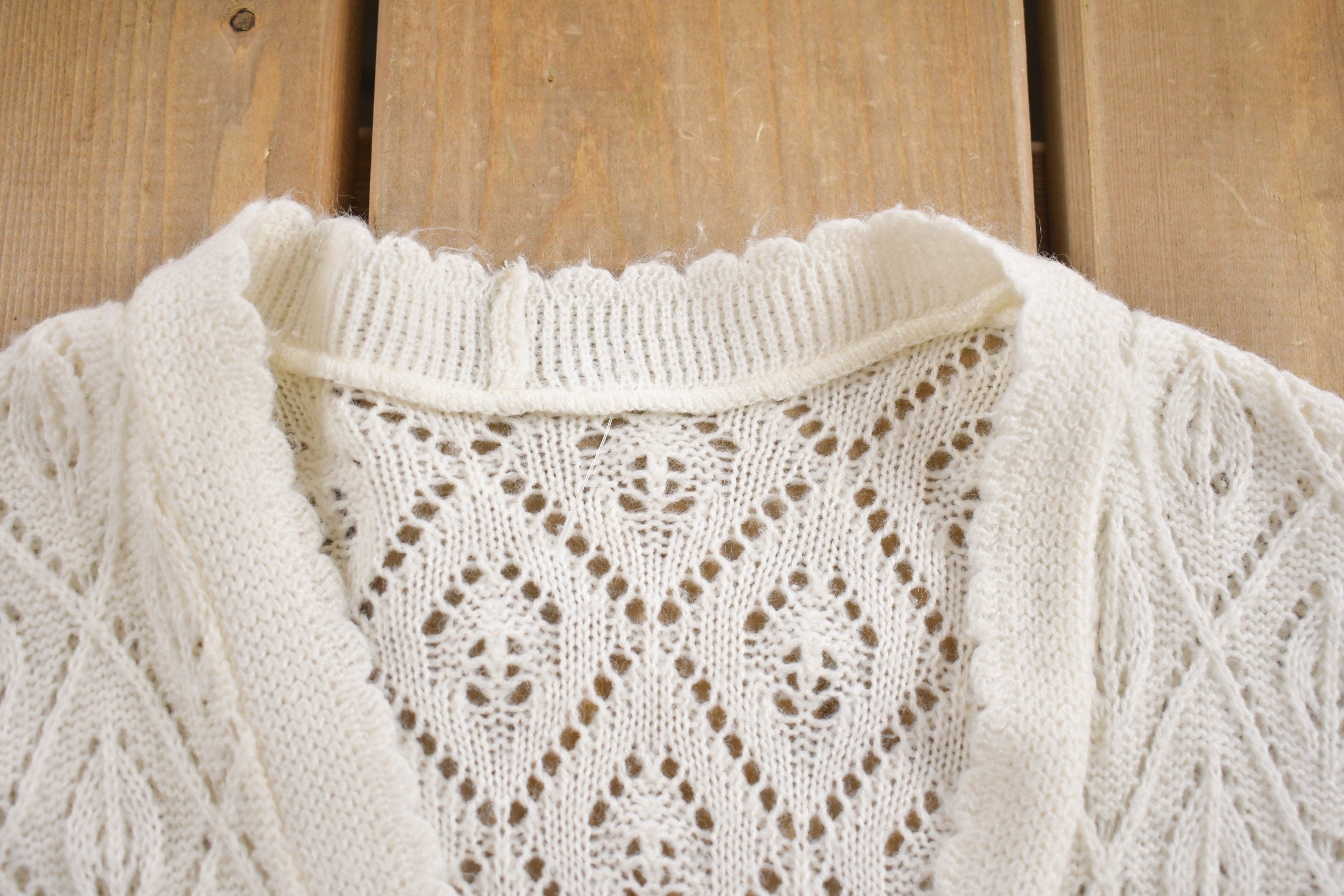 Vintage 1980s Leaf Pattern Knit Cardigan Sweater
