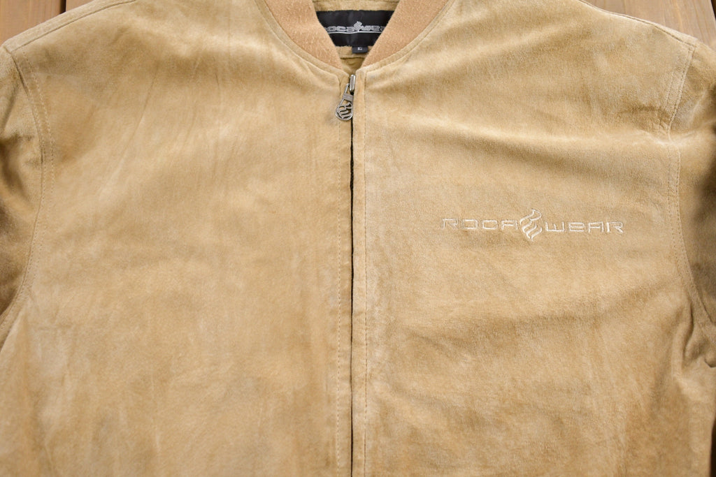 Vintage 1990s Roca Wear Suede Leather Bomber Jacket