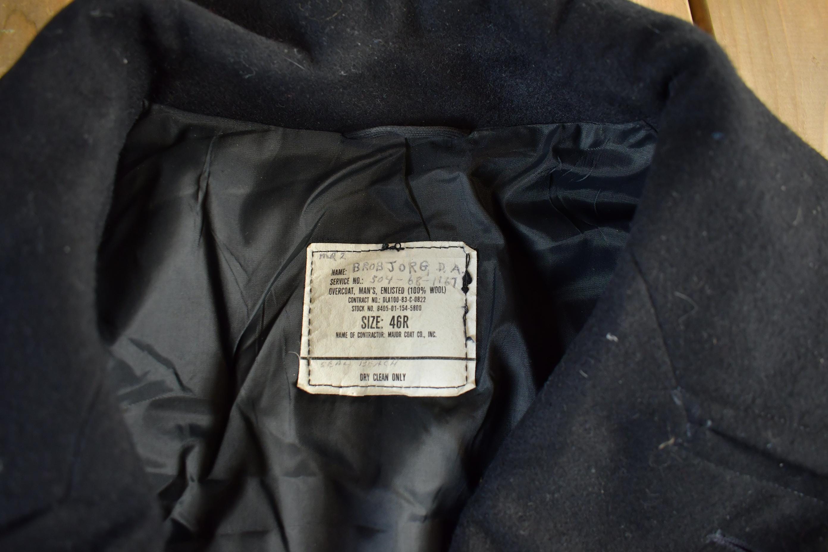 Vintage 1982 Naval Wool Coat Men's M-L