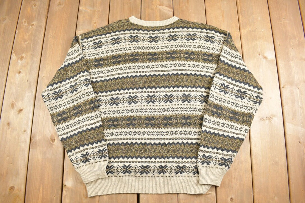 Vintage 1990s Arrow Striped Knit Crewneck Sweater