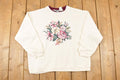 Vintage 1990s Basic Editions Floral Graphic Print Double Collar Crewneck Sweatshirt Womens L