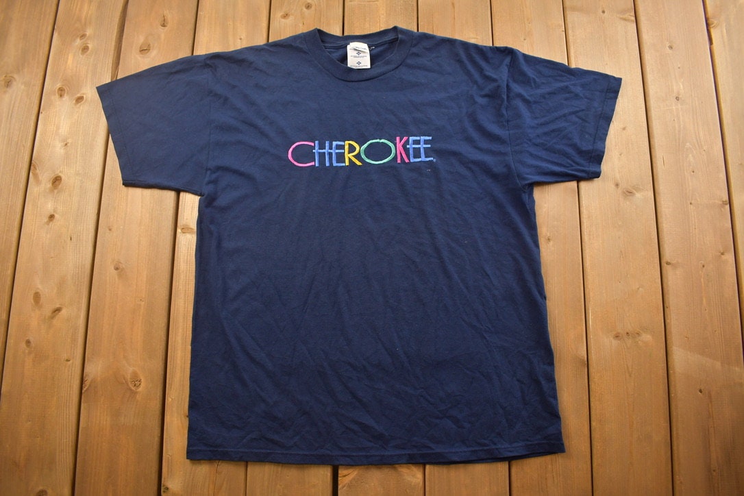 Vintage 1990s Cherokee Embroidered T Shirt / Vintage T Shirt / Streetwear / Single Stitch / Made In USA