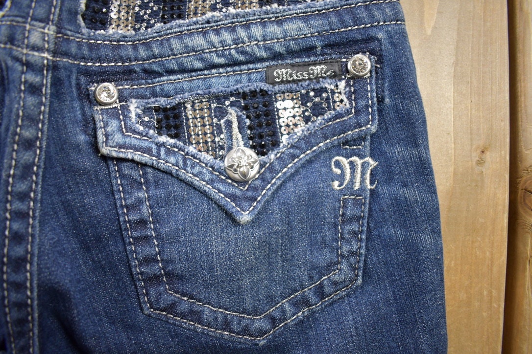 Vintage Y2K Miss Me Bedazzled Low Rise Jeans Size 26x31