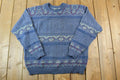 Vintage 1990s TT&Co Sport Abstract Knit Crewneck Sweater  90s Crewneck  Abstract Pattern  Preppy Knits