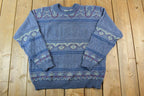 Vintage 1990s TT&Co Sport Abstract Knit Crewneck Sweater  90s Crewneck  Abstract Pattern  Preppy Knits