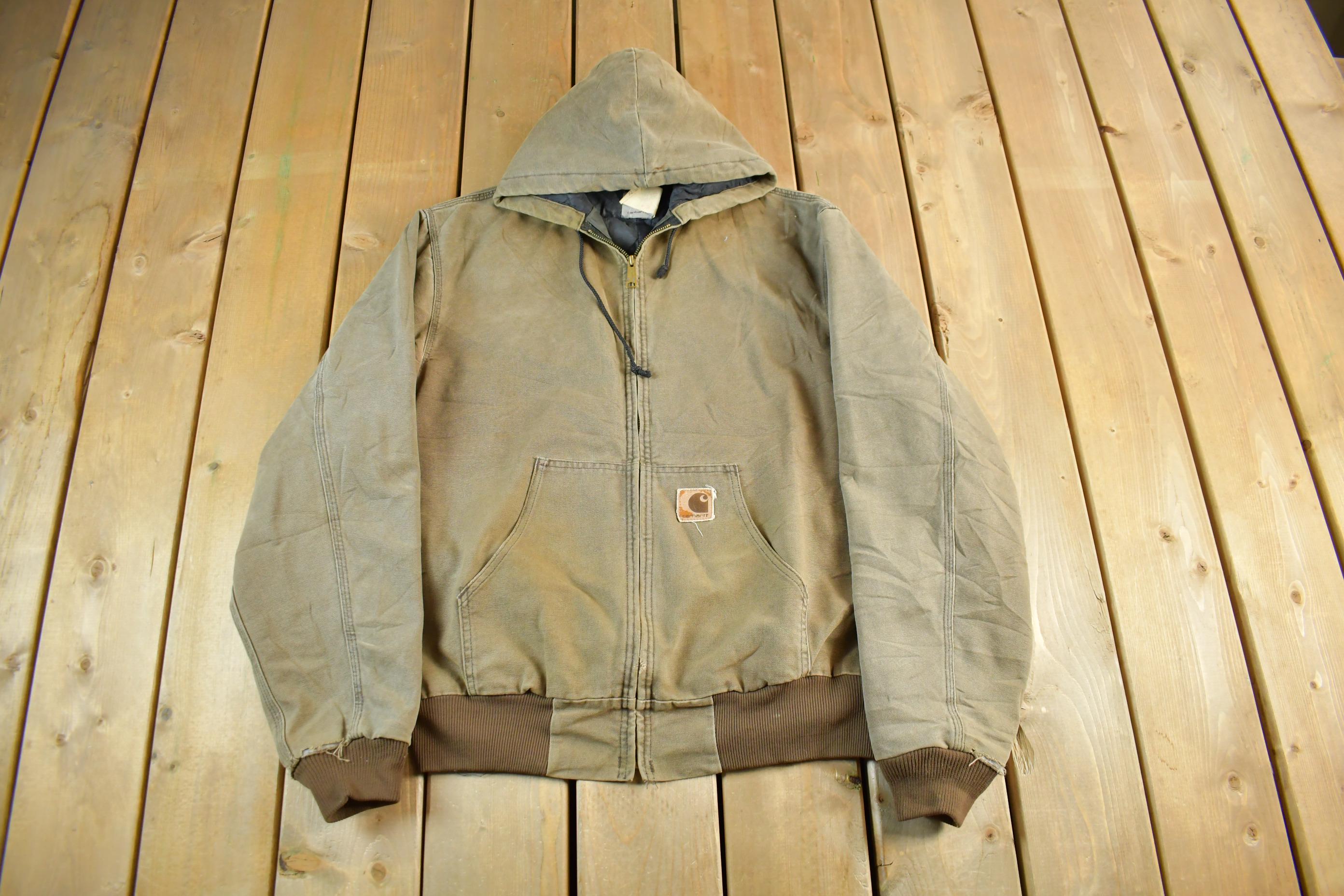 Vintage 80s Carhartt Canvas Hooded Work Jacket - Men's Large Tall