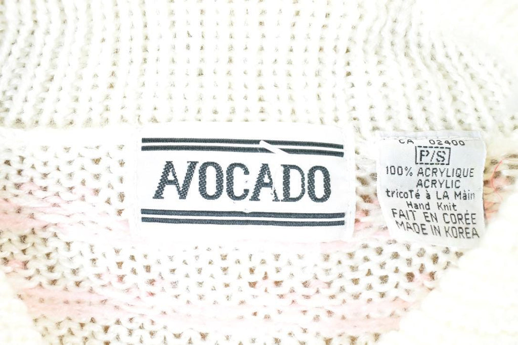 Vintage 1980s Avocado Knit Abstract Pattern Crewneck Sweater Womens S