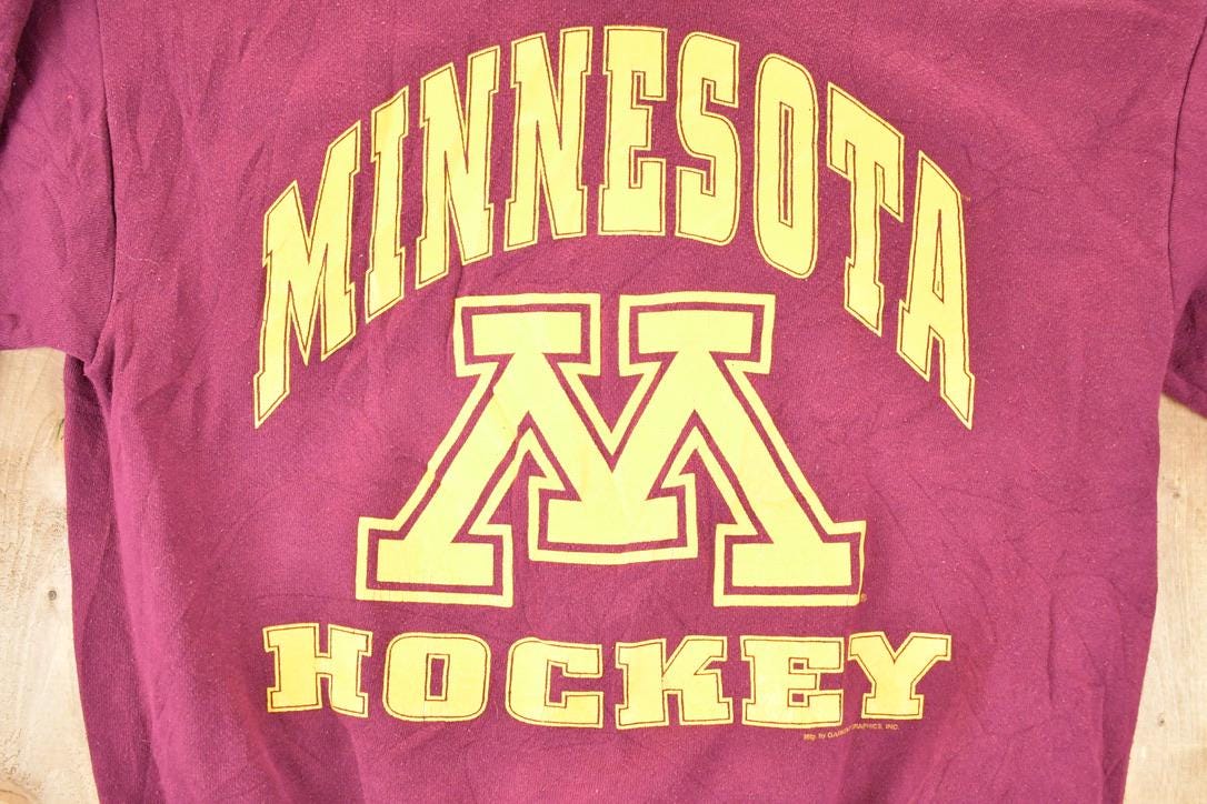 Vintage 1990s Minnesota Hockey Crewneck Sweatshirt Mens L