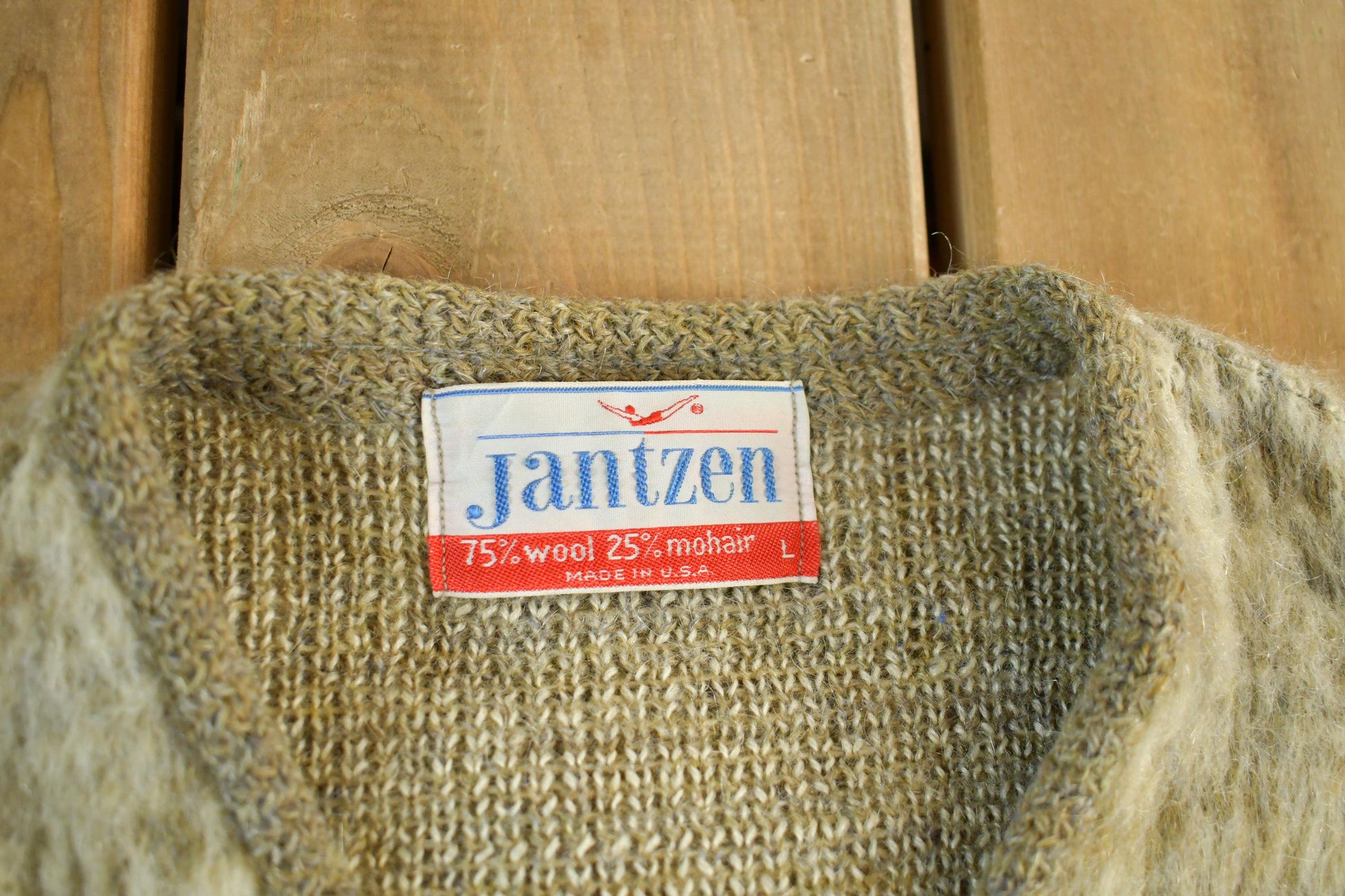 Vintage 1960s Jantzen Mohair Wool Grunge Knit Cardigan Sweater Adult Medium