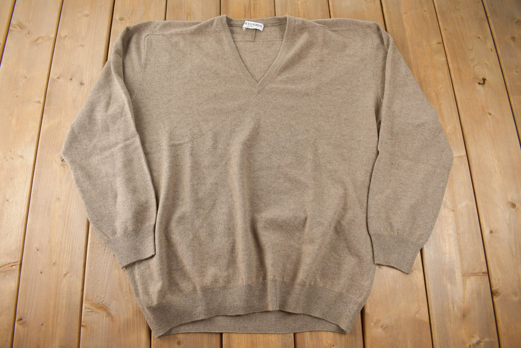 Vintage 1990s V-Neck Knit Sweater Made In Italy Size XL