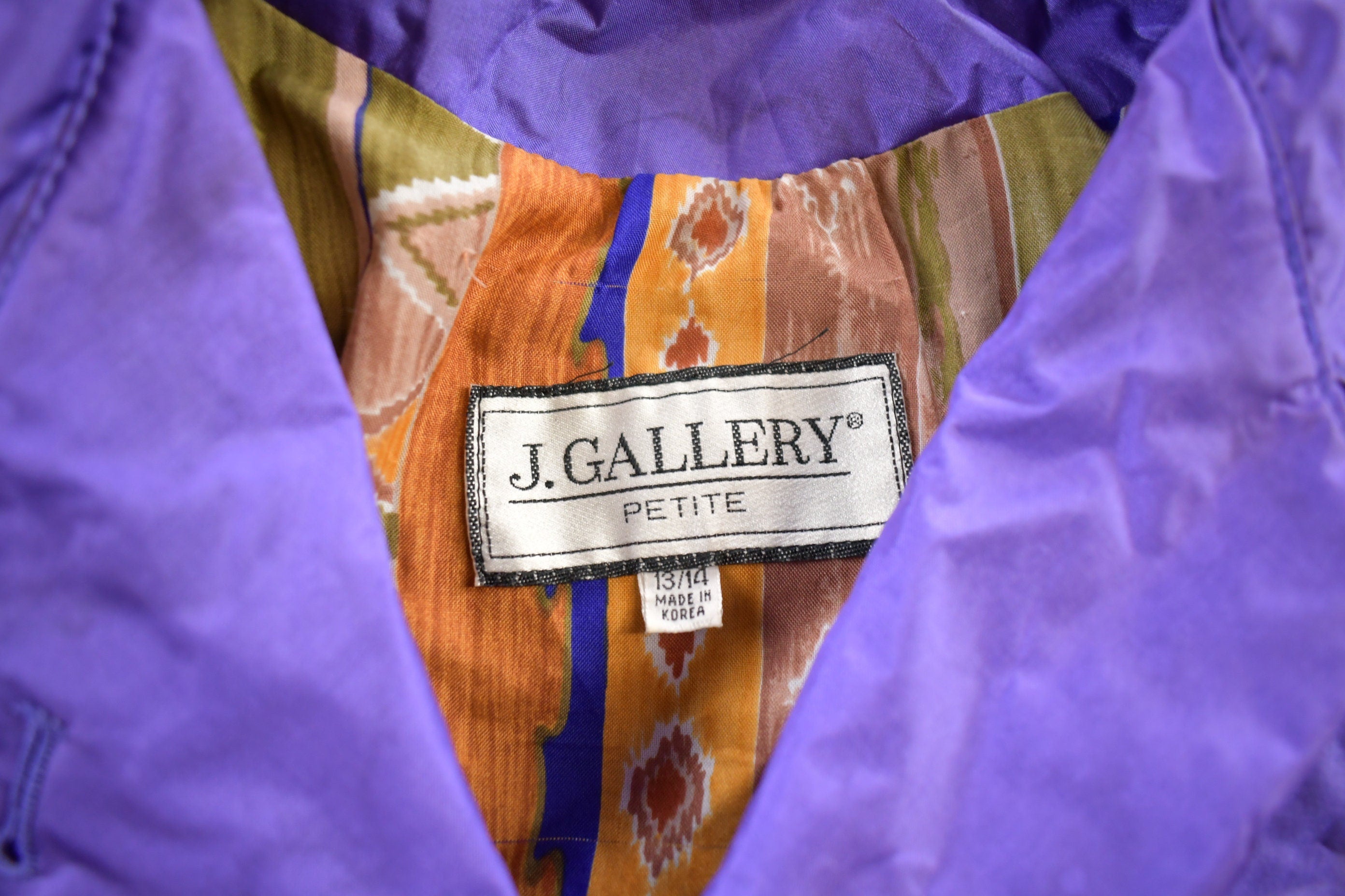 Vintage 1990s J Gallery Purple Trench Coat