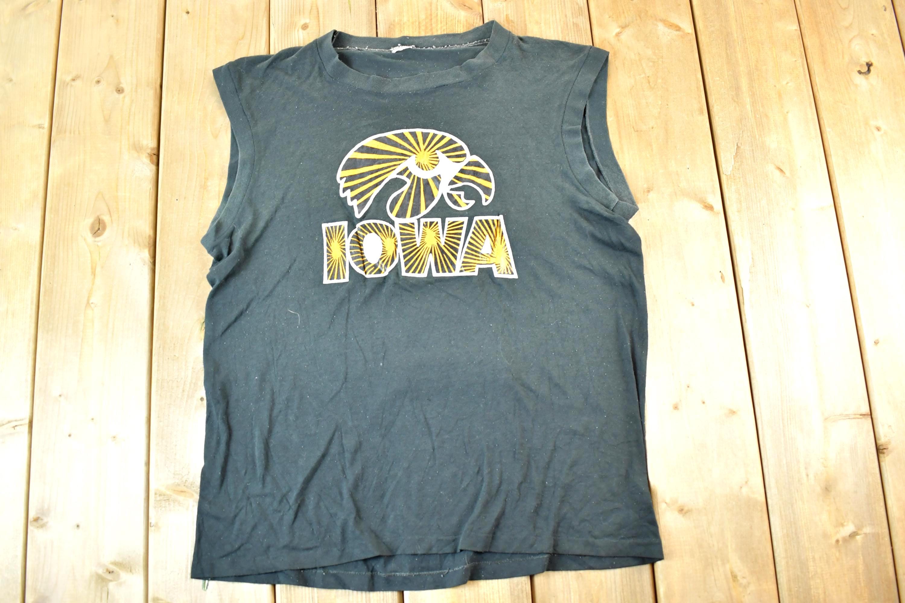 Vintage 1980s Iowa State University Hawkeyes Collegiate Tank Top Mens Large
