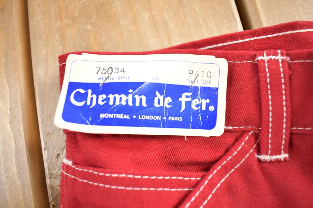 Vintage 1980s Chemin De Fer Red Pants Size 26x32